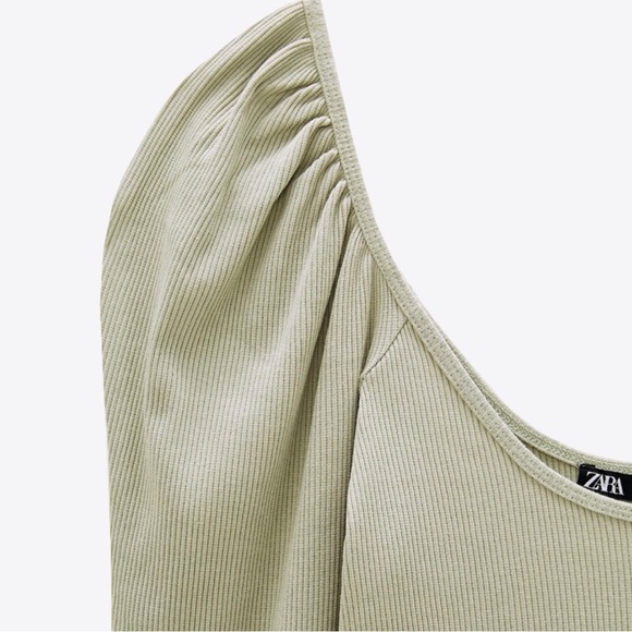 ZARA | Ribbed Puff Long Sleeve Shirt Crop Top - Picture 14 of 14